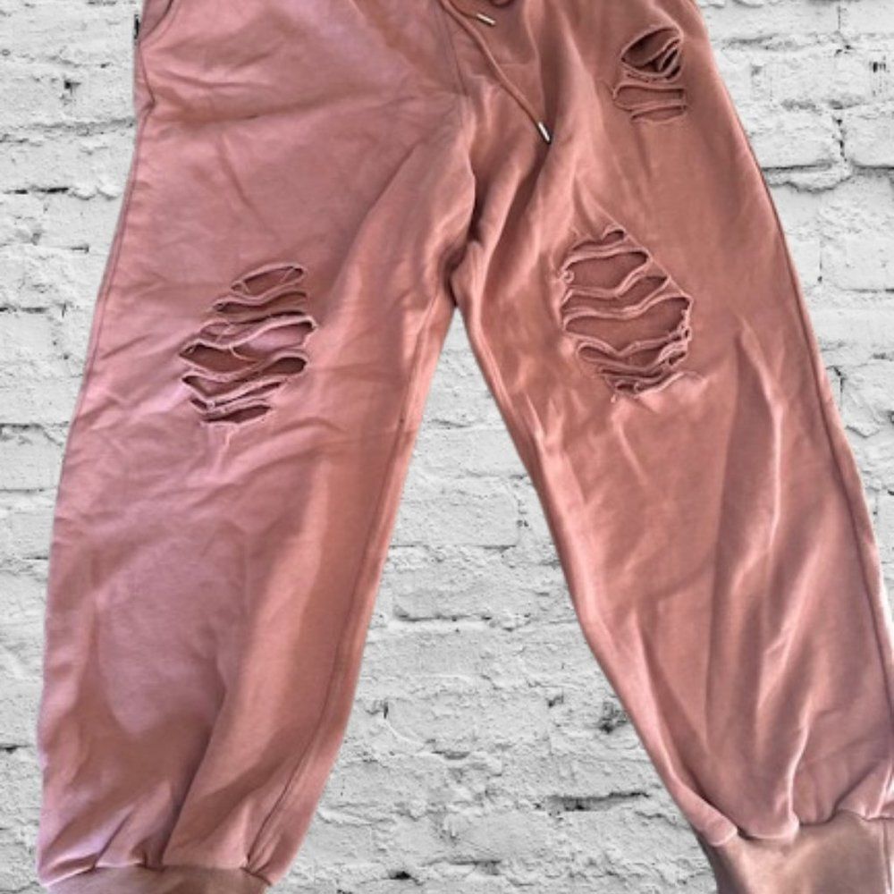 Cinnamon Distressed Joggers  P51653X  NWT Boutique